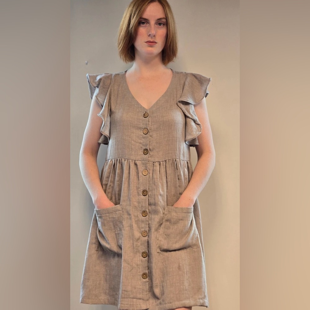 Cosmos Baby Doll cheese cotton dress with Accented sleeves with 2 pockets